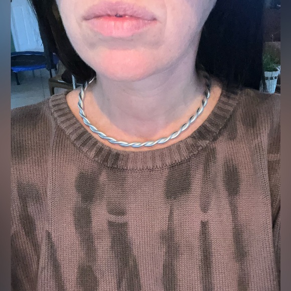 Silver Twisted Choker Necklace - Picture 4 of 4